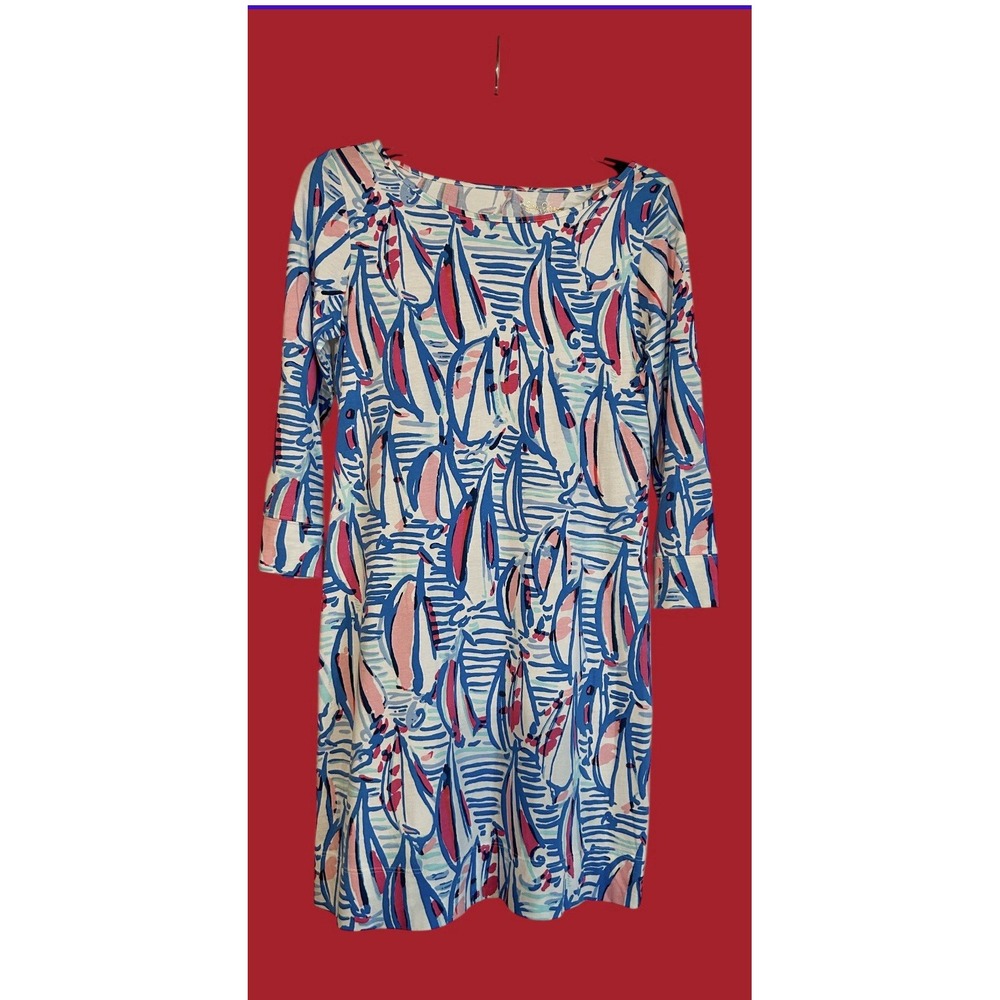 Lilly Pulitzer ORIGINAL Red Right Return Marlowe Boatneck T-Shirt Dress Small